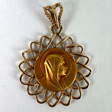 Load image into Gallery viewer, French Virgin Mary 18K Yellow Gold Religious Medal Pendant
