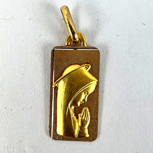 French Augis Virgin Mary 18K Yellow Rose Gold Religious Medal Pendant