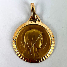 Load image into Gallery viewer, French A Rivet Virgin Mary 18K Yellow Gold Religious Medal Pendant
