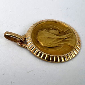 French A Rivet Virgin Mary 18K Yellow Gold Religious Medal Pendant