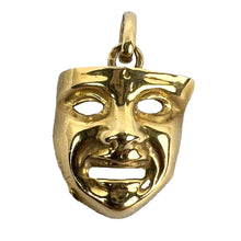 Load image into Gallery viewer, Vintage French Comedy Tragedy Theatre Drama Mask 18K Yellow Gold Charm Pendant
