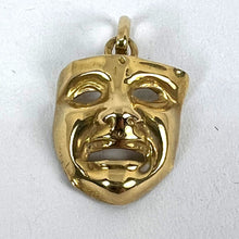 Load image into Gallery viewer, Vintage French Comedy Tragedy Theatre Drama Mask 18K Yellow Gold Charm Pendant
