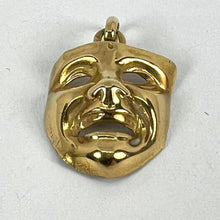 Load image into Gallery viewer, Vintage French Comedy Tragedy Theatre Drama Mask 18K Yellow Gold Charm Pendant
