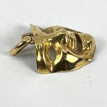 Load image into Gallery viewer, Vintage French Comedy Tragedy Theatre Drama Mask 18K Yellow Gold Charm Pendant

