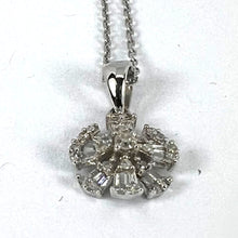 Load image into Gallery viewer, Diamond Flower 18K White Gold Charm Pendant Necklace
