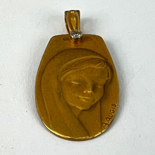Load image into Gallery viewer, French Augis Virgin Mary 18K Yellow Gold Diamond Religious Medal Pendant
