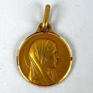 French Augis Lasserre Virgin Mary 18K Yellow Gold Medal Pendant