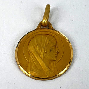 French Augis Lasserre Virgin Mary 18K Yellow Gold Medal Pendant