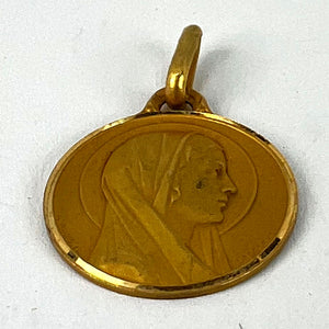 French Augis Lasserre Virgin Mary 18K Yellow Gold Medal Pendant