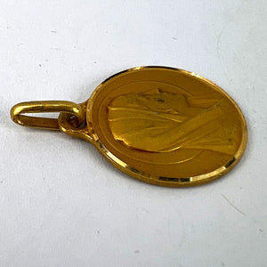 French Augis Lasserre Virgin Mary 18K Yellow Gold Medal Pendant