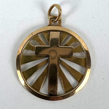 Load image into Gallery viewer, Vintage French 18K Yellow Gold Cross Radiating Sunburst Medal Pendant
