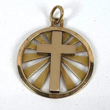 Load image into Gallery viewer, Vintage French 18K Yellow Gold Cross Radiating Sunburst Medal Pendant
