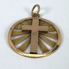 Load image into Gallery viewer, Vintage French 18K Yellow Gold Cross Radiating Sunburst Medal Pendant
