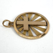Load image into Gallery viewer, Vintage French 18K Yellow Gold Cross Radiating Sunburst Medal Pendant
