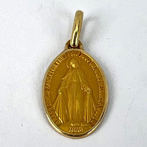 Small Virgin Mary Miraculous Medal 18K Yellow Gold Charm Pendant