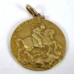 French Bouix St George Dragon Tempestate Securitas 18K Yellow Gold Medal Pendant