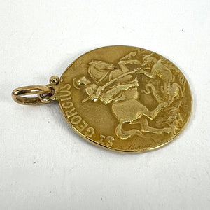 French Bouix St George Dragon Tempestate Securitas 18K Yellow Gold Medal Pendant