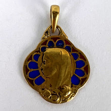 Load image into Gallery viewer, French Virgin Mary Plique A Jour Enamel 18K Yellow Gold Charm Pendant
