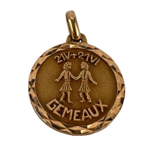 Load image into Gallery viewer, French Zodiac Gemini Starsign 18K Yellow Gold Charm Pendant
