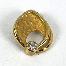 Load image into Gallery viewer, Vintage Abstract Leaf 18K Yellow Gold Diamond Pendant Necklace
