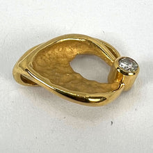 Load image into Gallery viewer, Vintage Abstract Leaf 18K Yellow Gold Diamond Pendant Necklace
