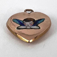 Load image into Gallery viewer, 9K Rose Gold Puffy Love Heart Enamel Angel Charm Pendant
