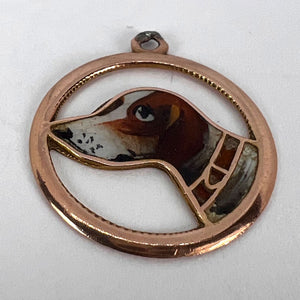French Beagle Dog 12 Karat Rose Gold Enamel Charm Pendant