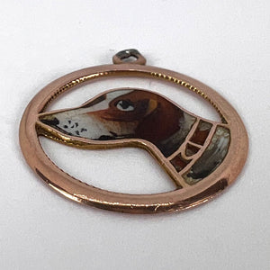 French Beagle Dog 12 Karat Rose Gold Enamel Charm Pendant