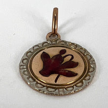 Load image into Gallery viewer, Red Cyclamen Flower 12 Karat Yellow White Gold Enamel Love Charm Pendant
