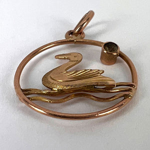 9K Yellow Gold Glass Duck Charm Pendant