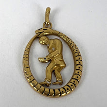 Load image into Gallery viewer, Ouroboros Serpent Snake Man 18K Yellow Gold Enamel Charm Pendant
