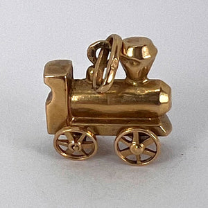 French Mechanical Steam Train Engine 18K Yellow Gold Charm Pendant