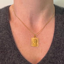 Load image into Gallery viewer, French Perroud Virgin Mary 18K Yellow Gold Rectangular Medal Pendant
