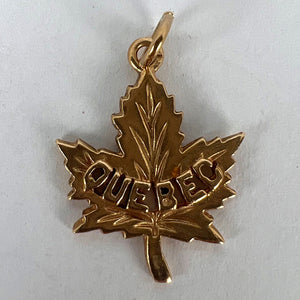 Canada Maple Leaf Quebec 14K Yellow Gold Charm Pendant