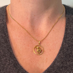 French 18K Yellow Gold Ares Sheep Ram Zodiac Charm Pendant