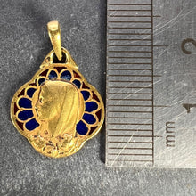 Load image into Gallery viewer, French Virgin Mary Plique A Jour Enamel 18K Yellow Gold Charm Pendant
