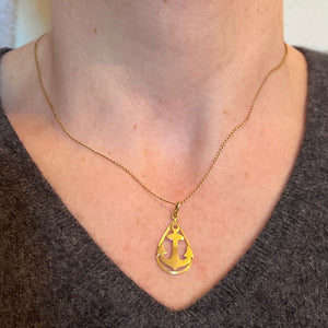 Ships Anchor 18K Yellow Gold Charm Pendant