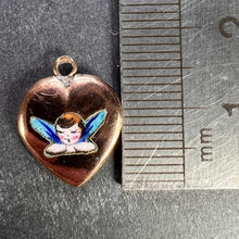 Load image into Gallery viewer, 9K Rose Gold Puffy Love Heart Enamel Angel Charm Pendant
