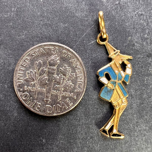 French Pinocchio 9 Karat Yellow Gold Enamel Charm Pendant