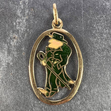 Load image into Gallery viewer, Saint Patrick Ireland Green Man Enamel 18K Yellow Gold Charm Pendant
