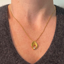 Load image into Gallery viewer, Vintage Abstract Leaf 18K Yellow Gold Diamond Pendant Necklace

