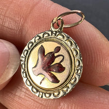 Load image into Gallery viewer, Red Cyclamen Flower 12 Karat Yellow White Gold Enamel Love Charm Pendant
