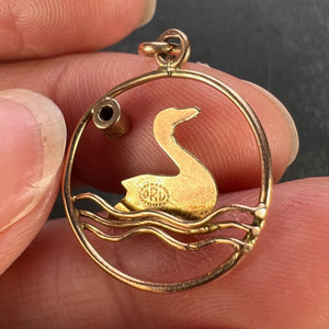 9K Yellow Gold Glass Duck Charm Pendant