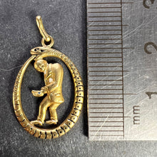 Load image into Gallery viewer, Ouroboros Serpent Snake Man 18K Yellow Gold Enamel Charm Pendant
