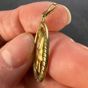 Ouroboros Serpent Snake Man 18K Yellow Gold Enamel Charm Pendant