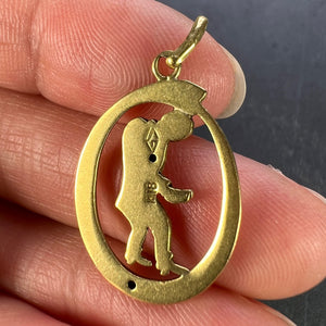 Ouroboros Serpent Snake Man 18K Yellow Gold Enamel Charm Pendant