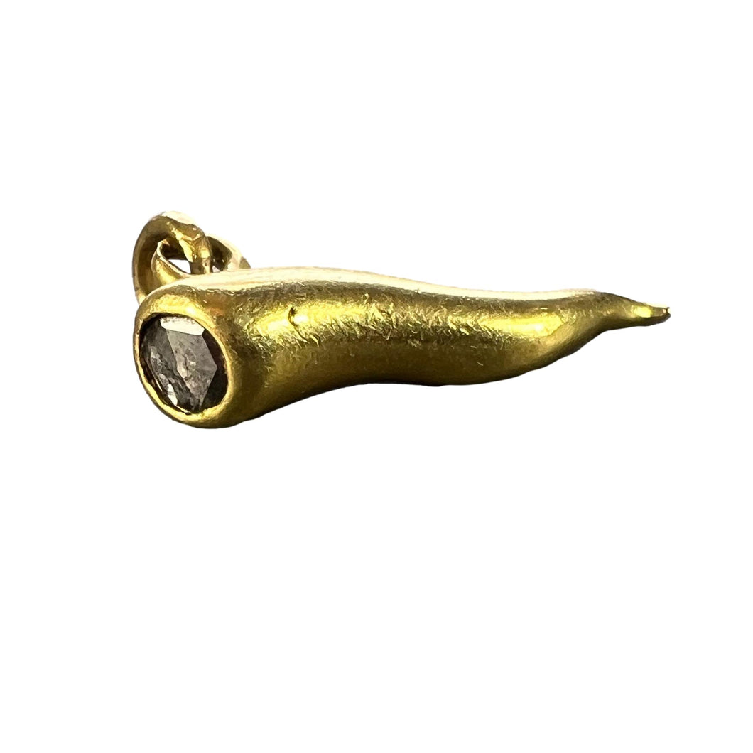 Cornicello Lucky Horn 18K Yellow Gold Diamond Charm Pendant