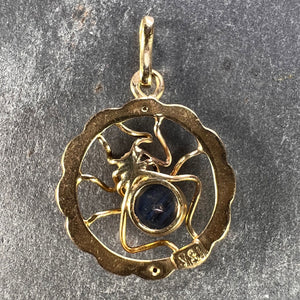 Blue Sapphire Spider 18K Yellow Gold Charm Pendant