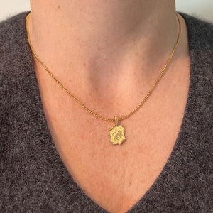 Vintage French Leo Scroll  Zodiac 18K Yellow Gold Charm Pendant