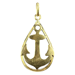 Ships Anchor 18K Yellow Gold Charm Pendant